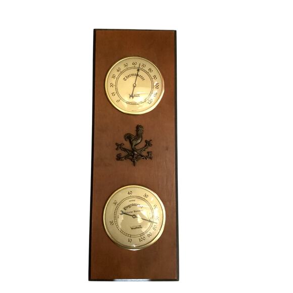 Vintage Verichron Weather Station Thermometer Barometer Rooster - Picture 1 of 3